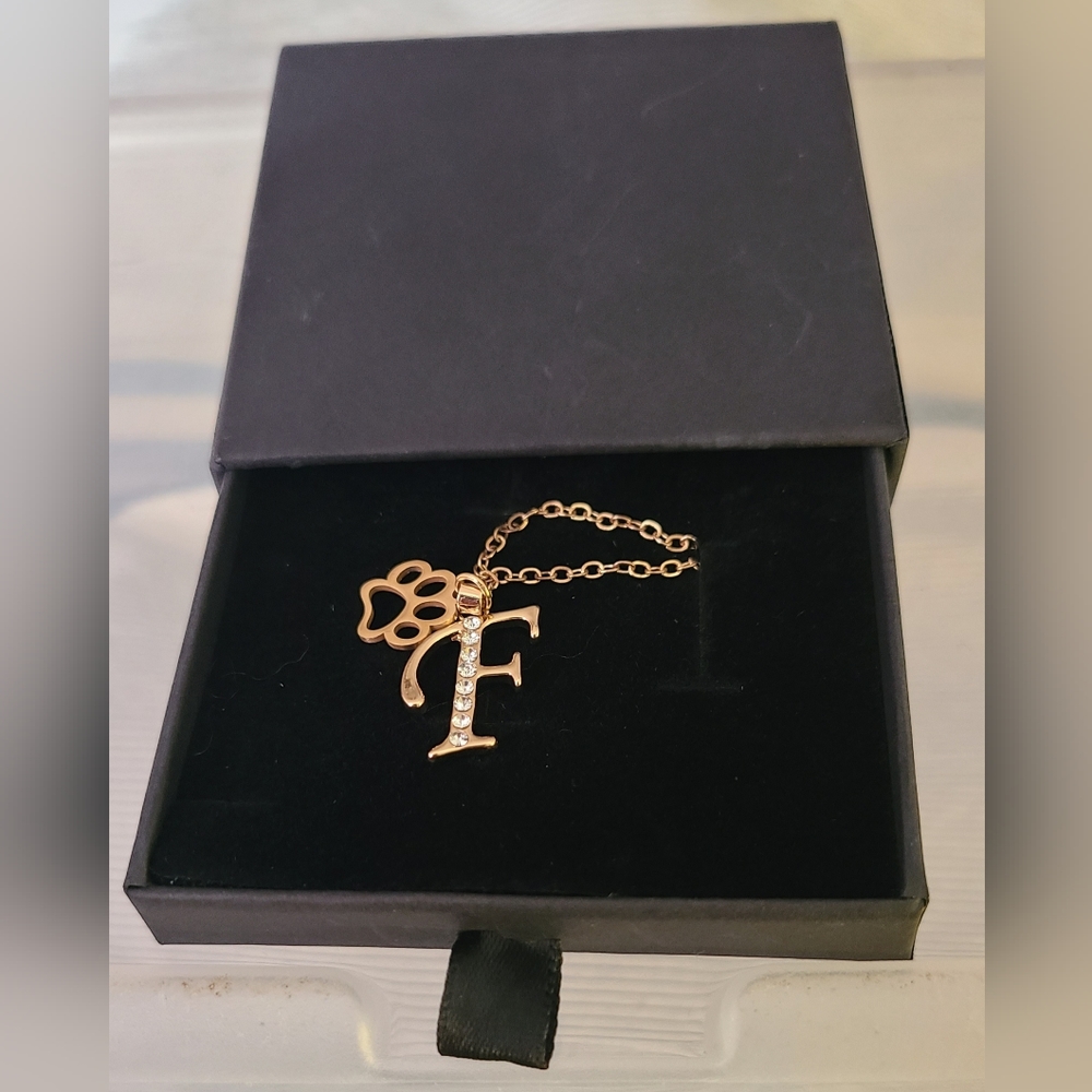 ANOTION Dog Mom Gifts for Women, Gold Initial Necklace for Women Paw Print